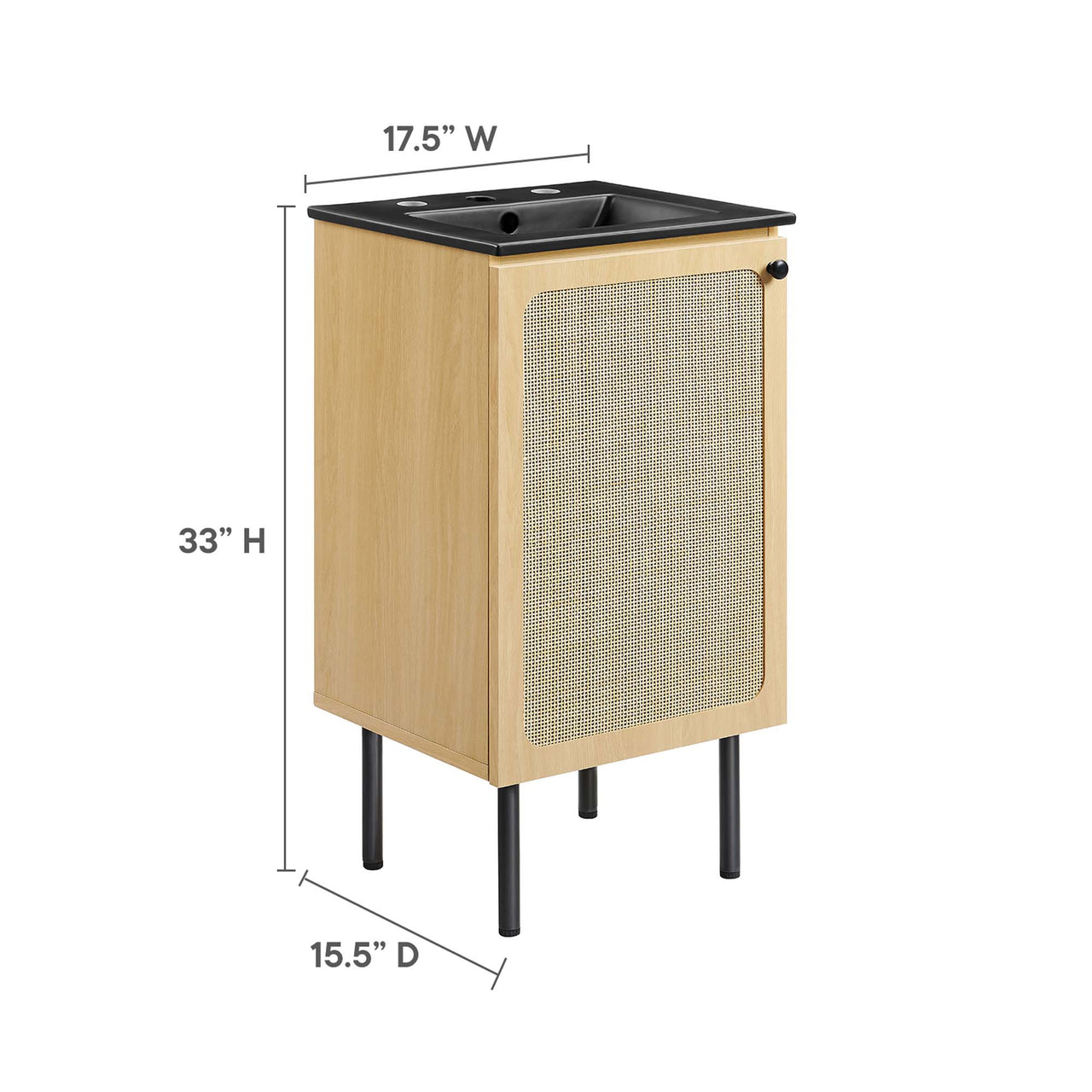 Calden Vanity Unit, Extra Small, Oak & Black