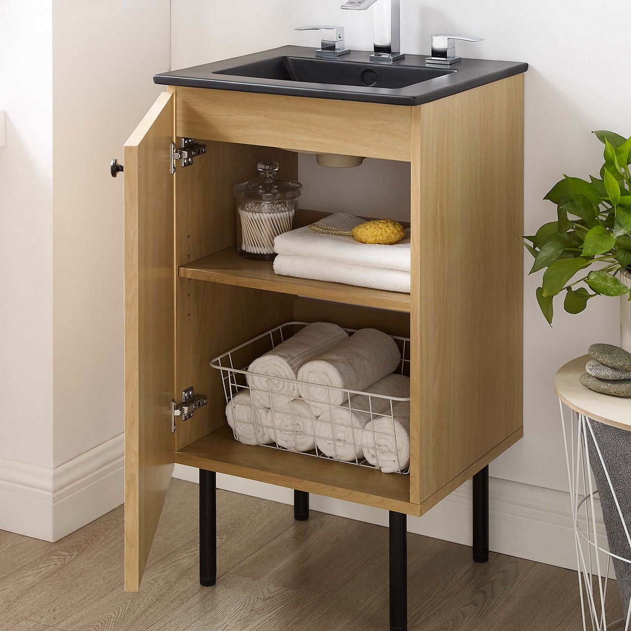 Calden Vanity Unit, Extra Small, Oak & Black