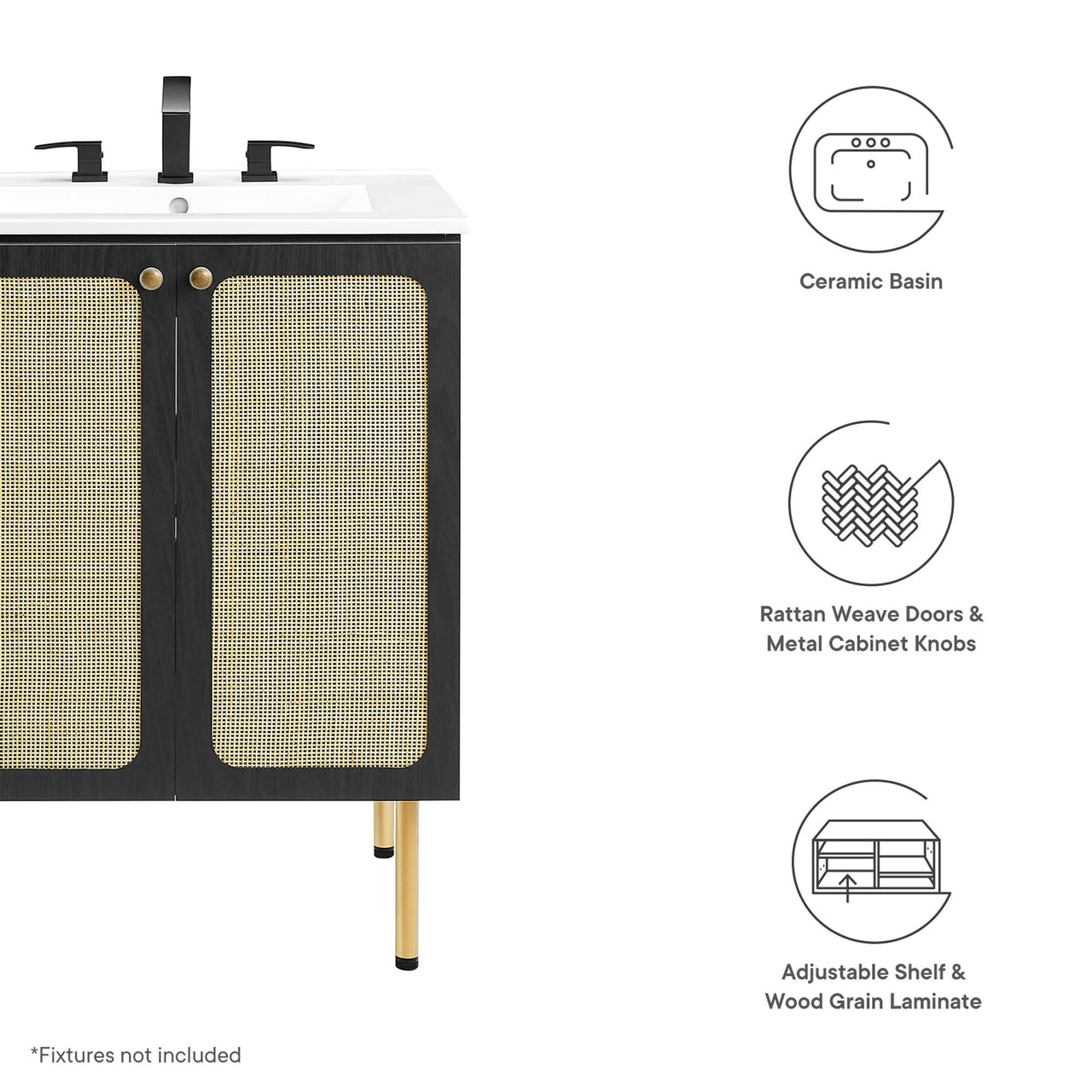 Calden Vanity Unit, Small, Black & White