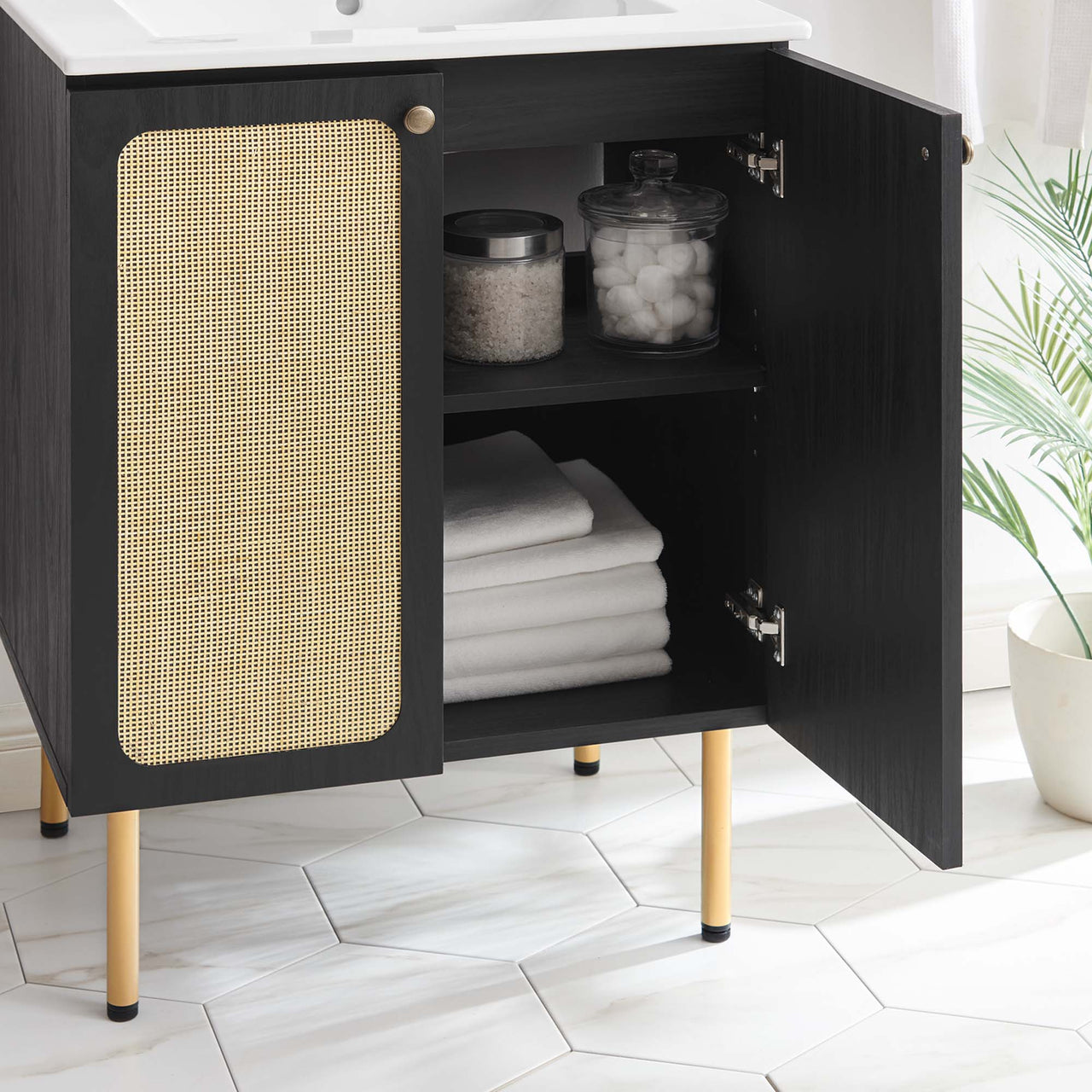 Calden Vanity Unit, Small, Black & White