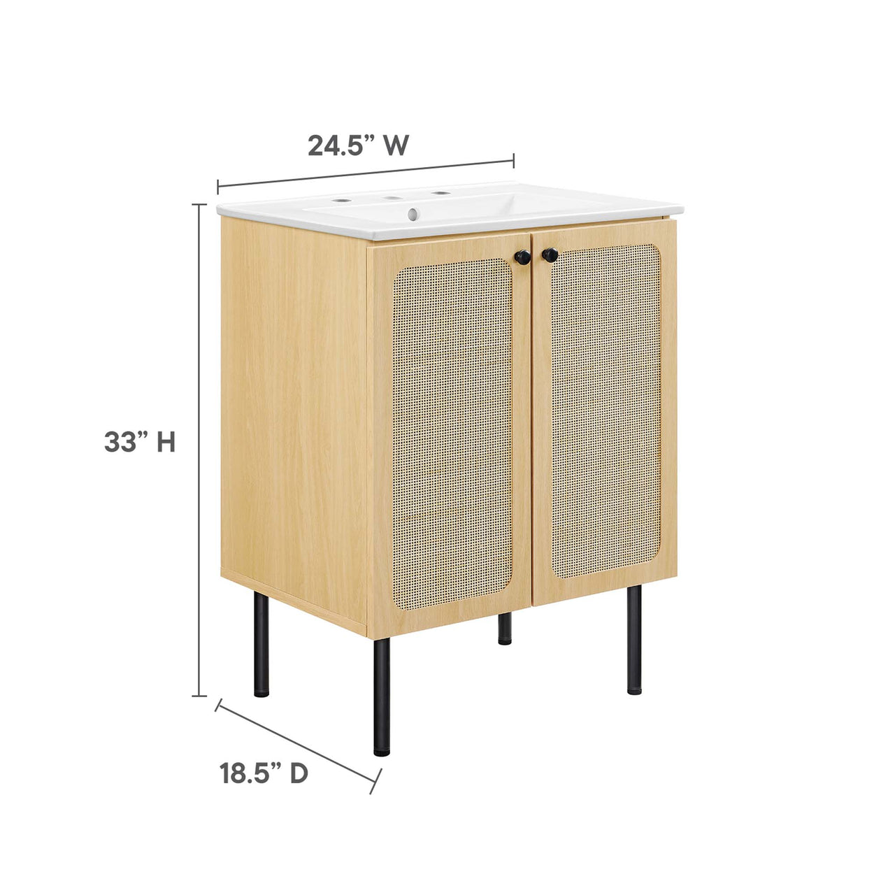 Calden Vanity Unit, Small, Oak & White