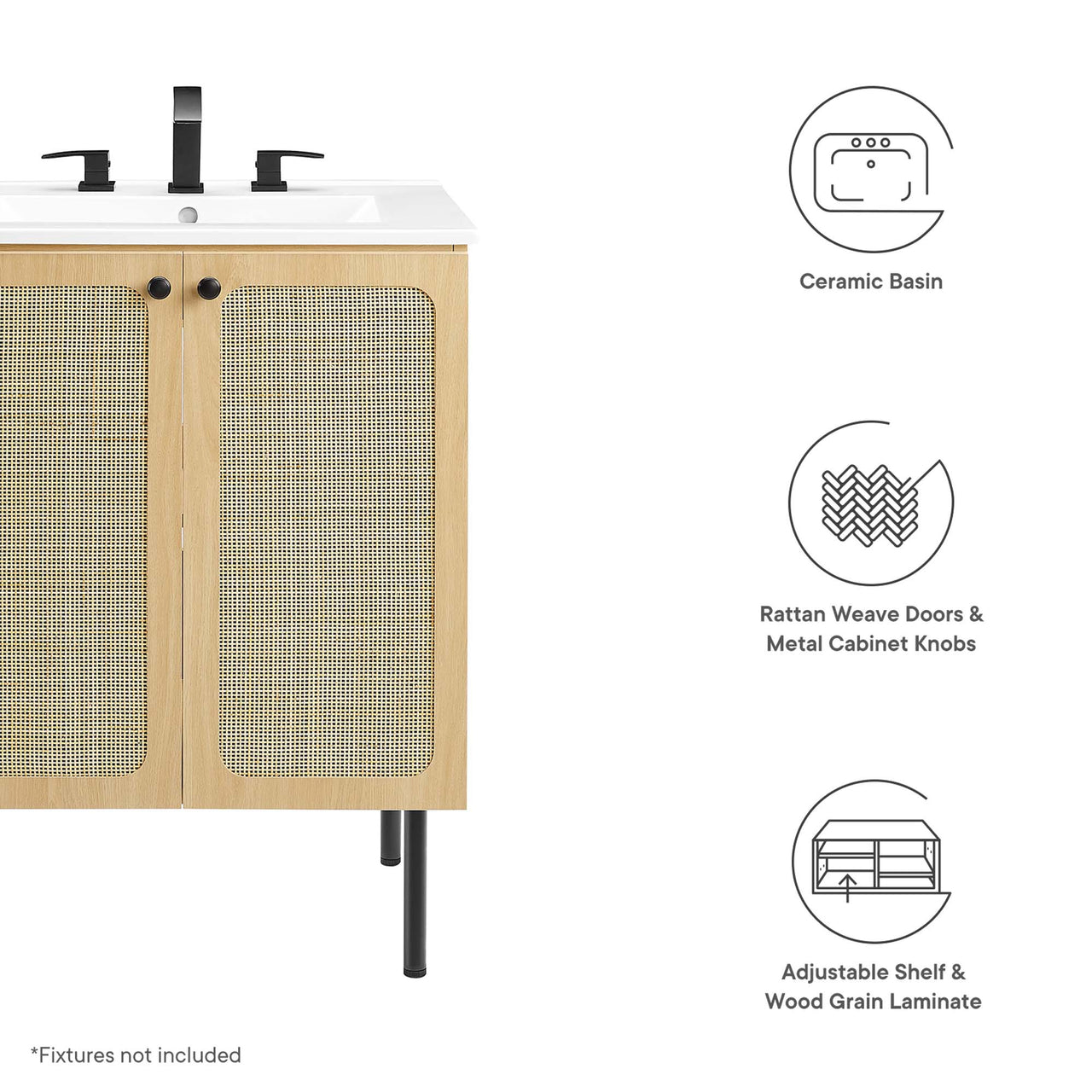 Calden Vanity Unit, Small, Oak & White