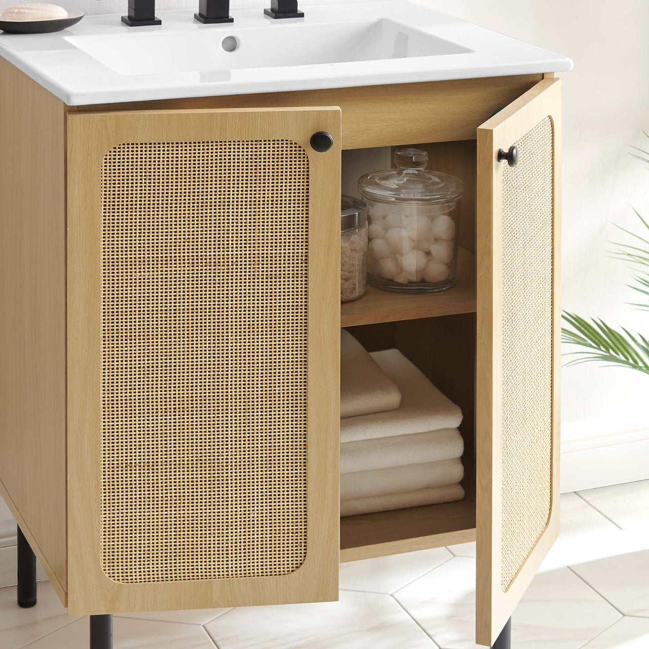 Calden Vanity Unit, Small, Oak & White