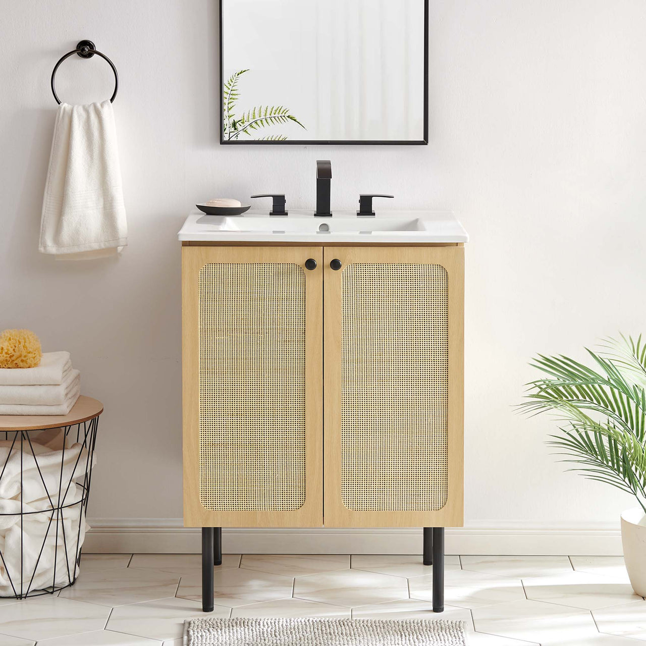 Calden Vanity Unit, Small, Oak & White