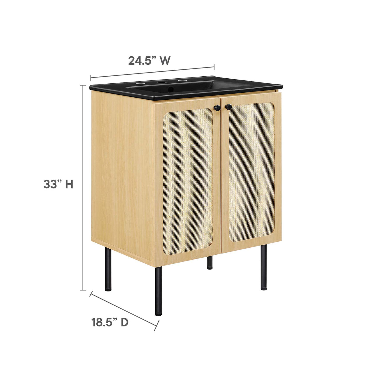 Calden Vanity Unit, Small, Oak & Black