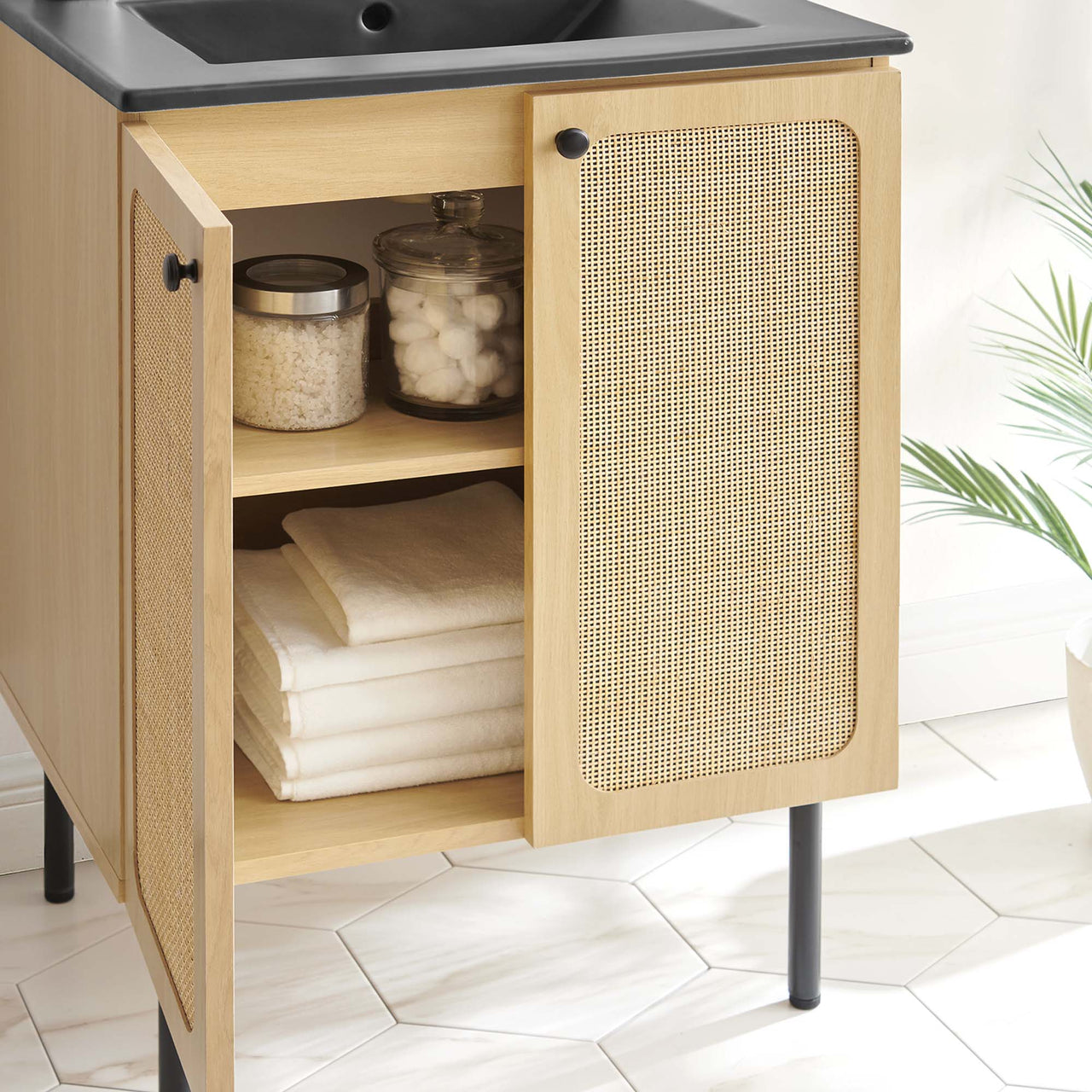 Calden Vanity Unit, Small, Oak & Black