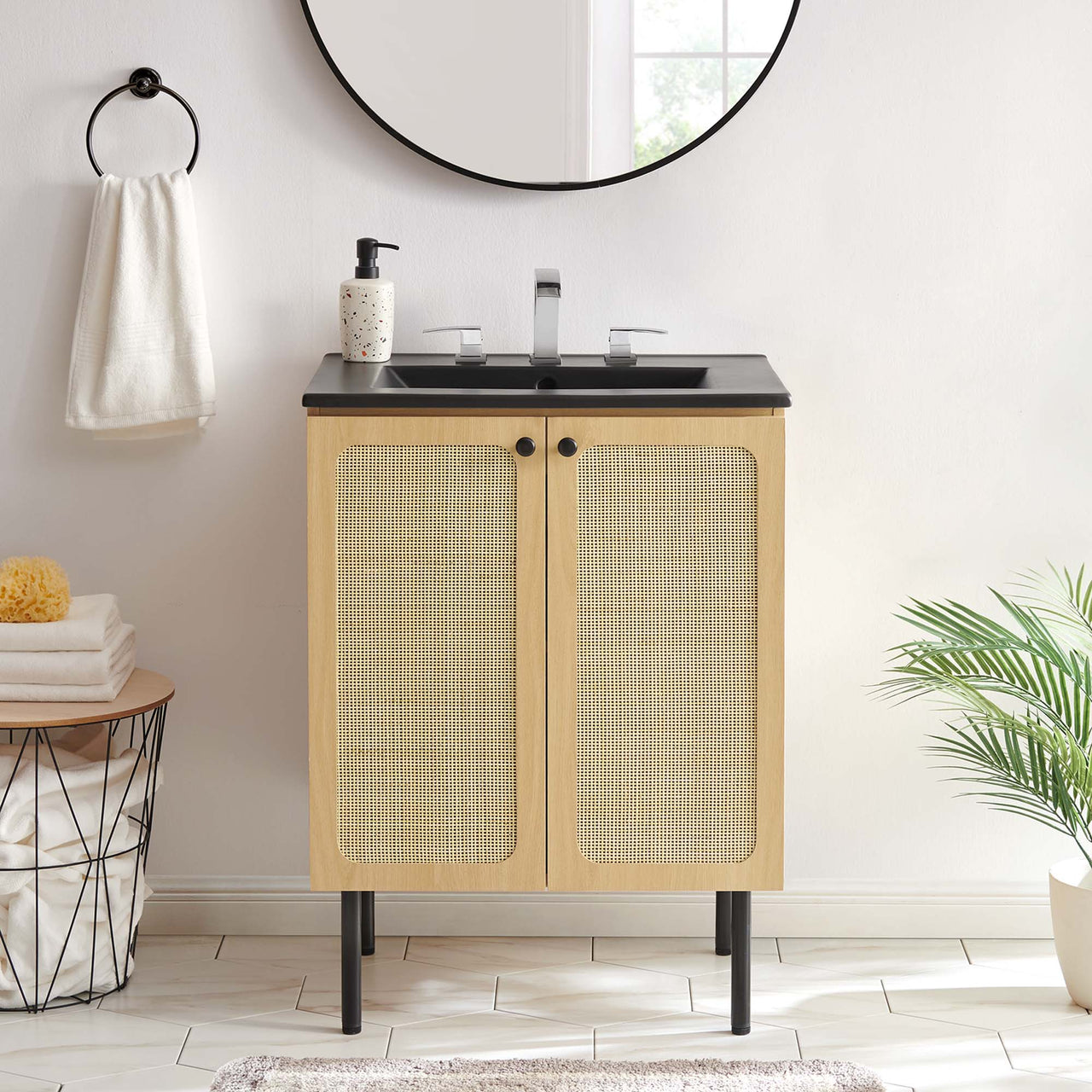 Calden Vanity Unit, Small, Oak & Black