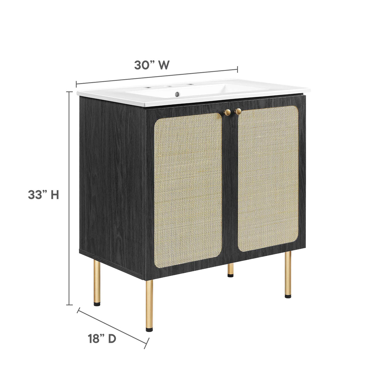 Calden Vanity Unit, Medium, Black & White