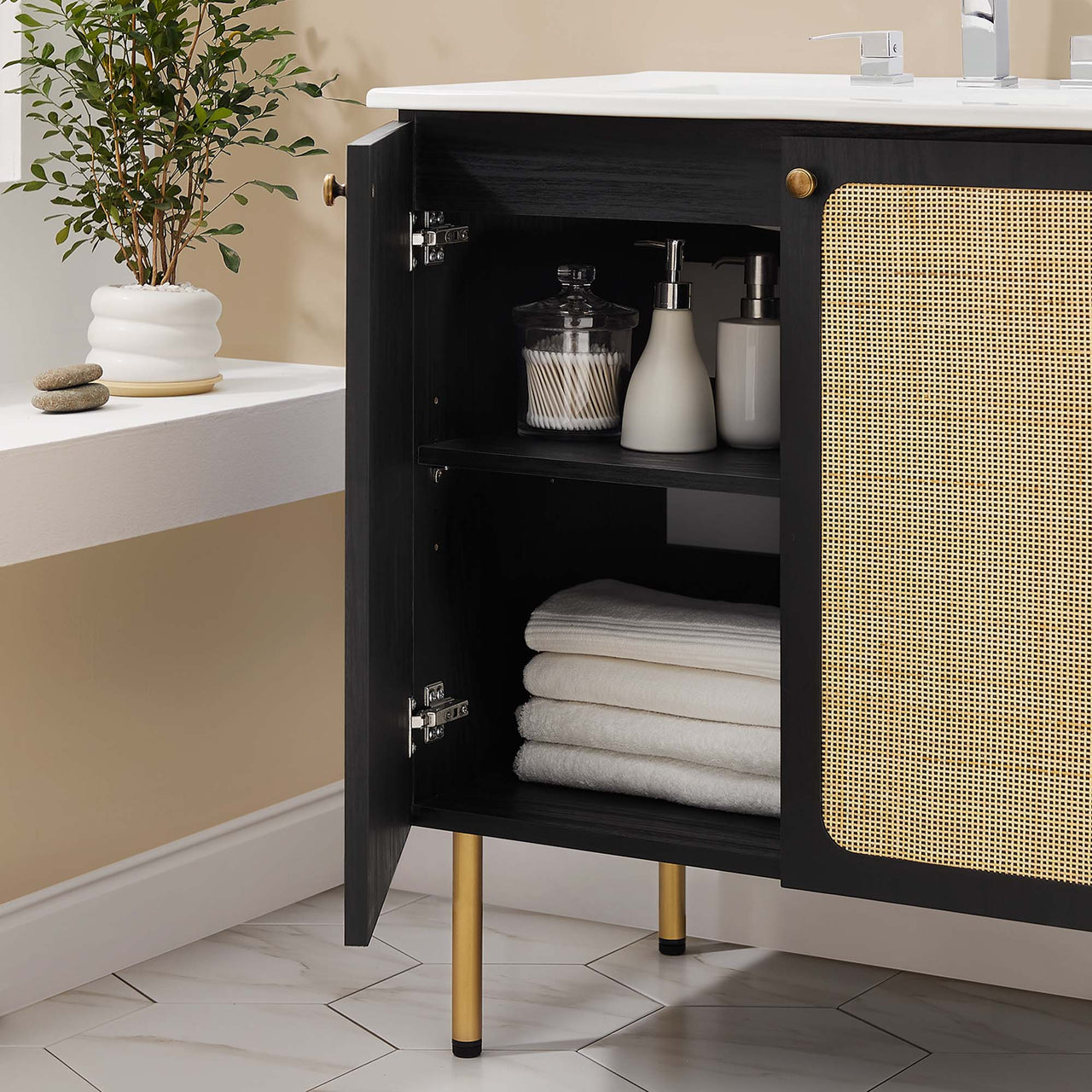 Calden Vanity Unit, Medium, Black & White