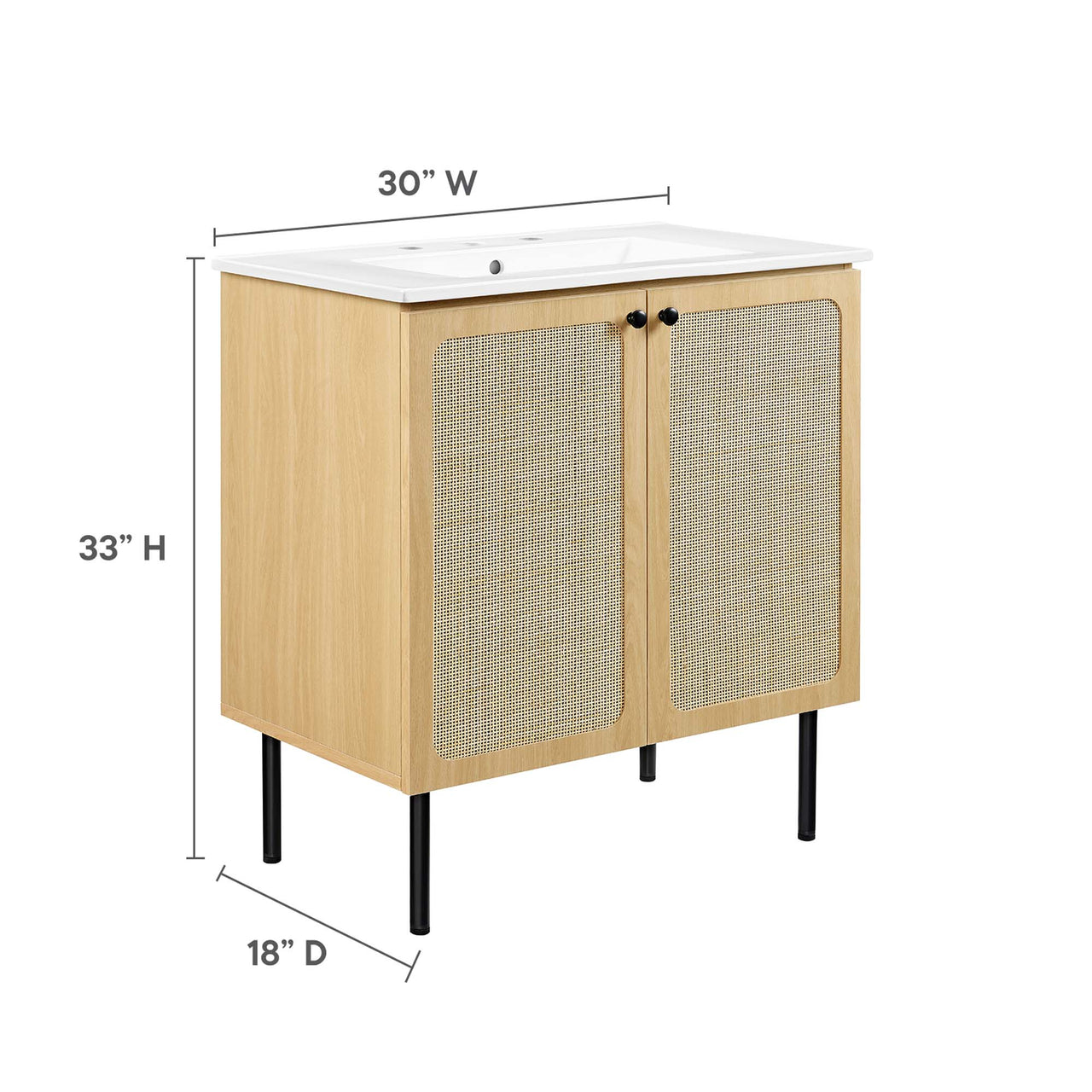 Calden Vanity Unit, Medium, Oak & White