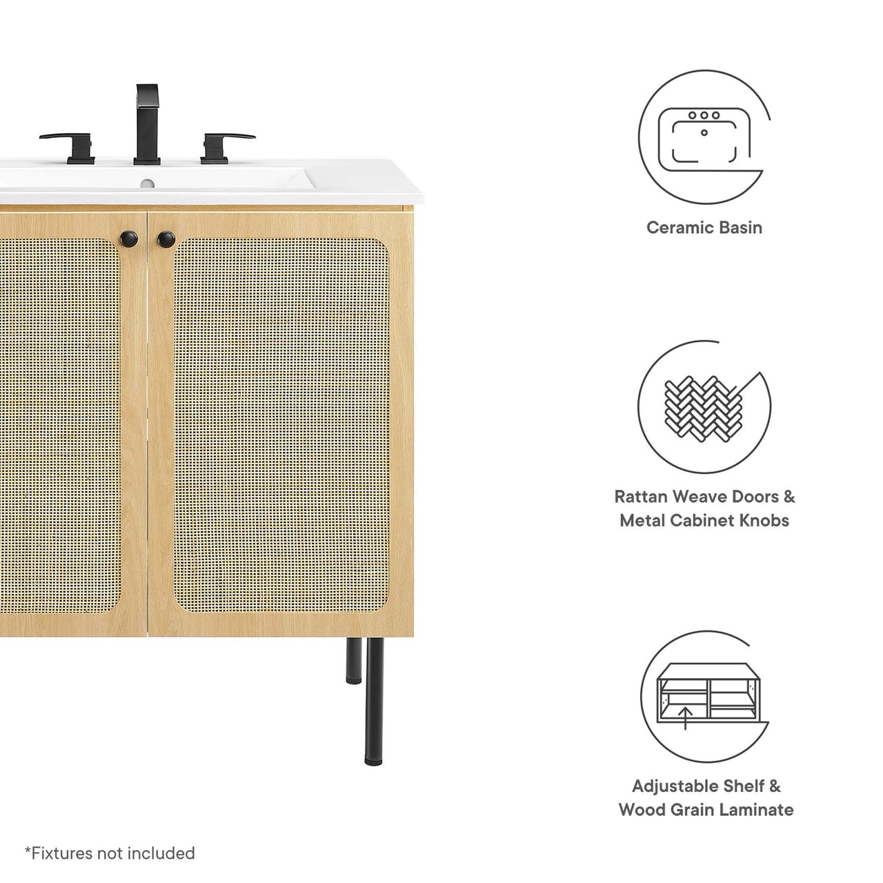 Calden Vanity Unit, Medium, Oak & White