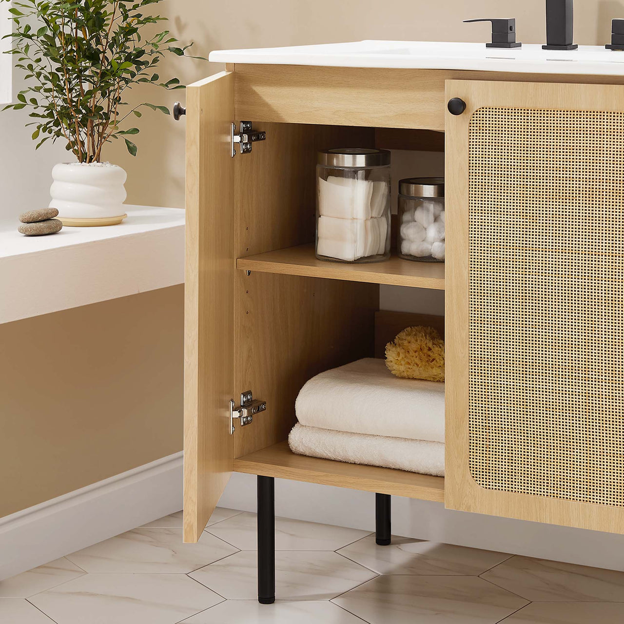 Calden Vanity Unit, Medium, Oak & White