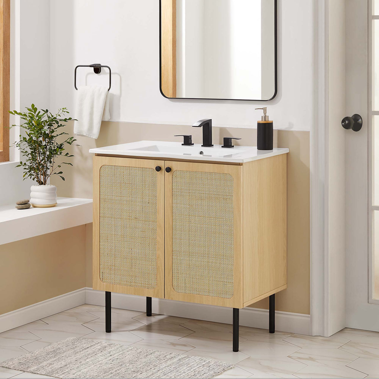 Calden Vanity Unit, Medium, Oak & White