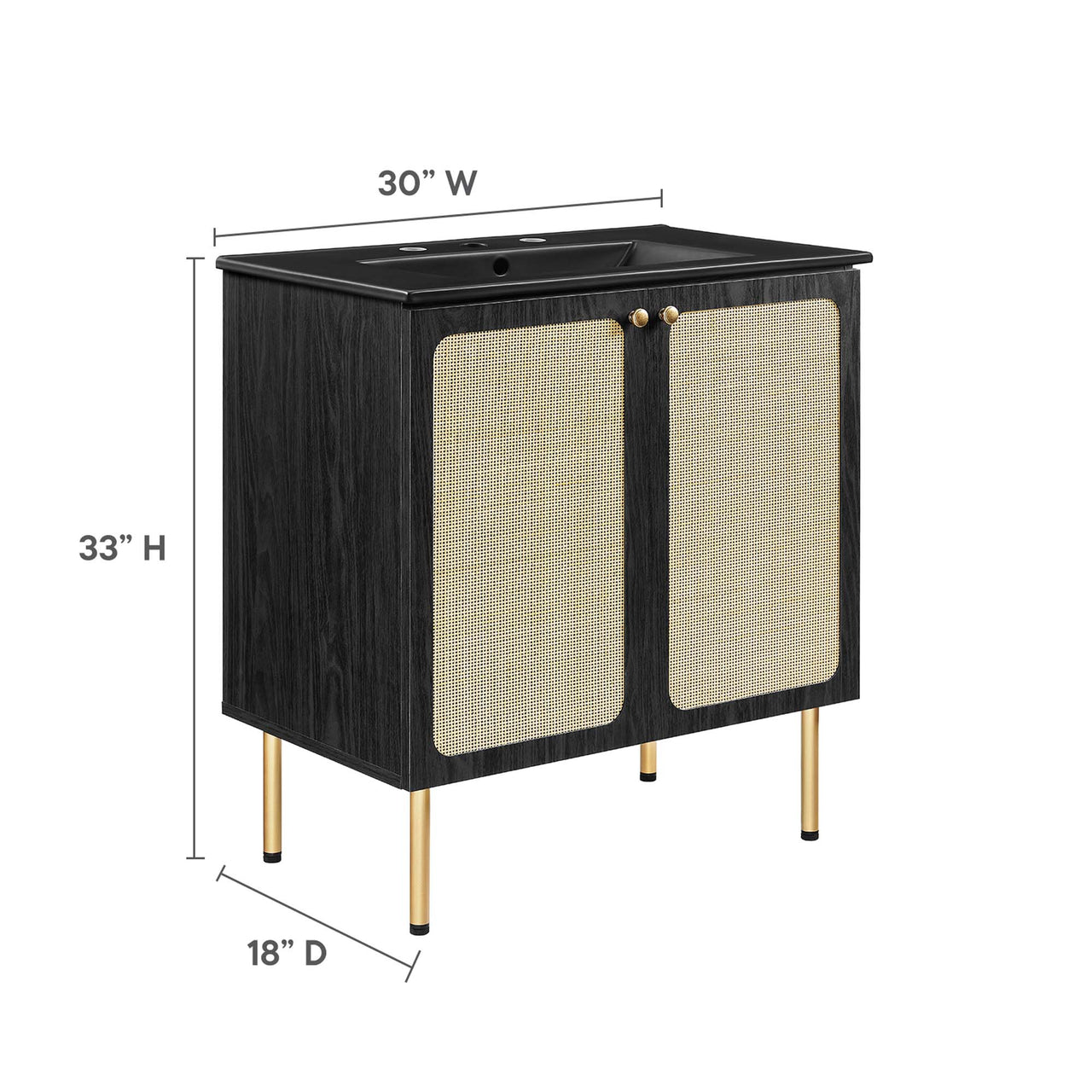 Calden Vanity Unit, Medium, Black