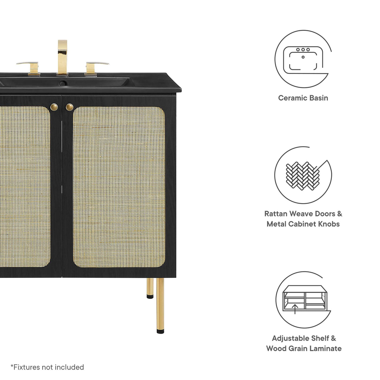 Calden Vanity Unit, Medium, Black