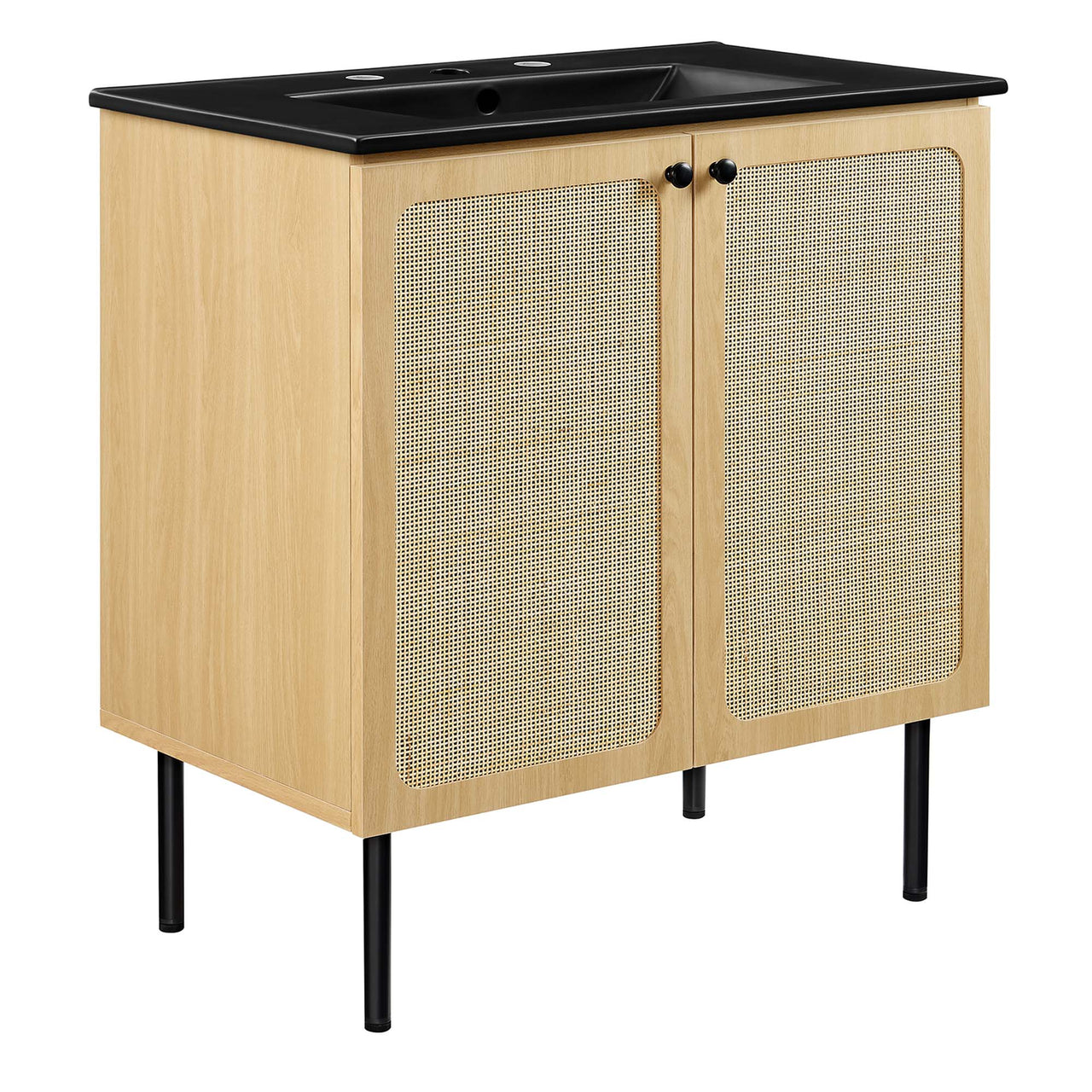 Calden Vanity Unit, Medium, Oak & Black