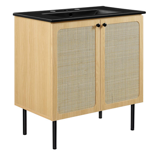 Calden Vanity Unit, Medium, Oak & Black