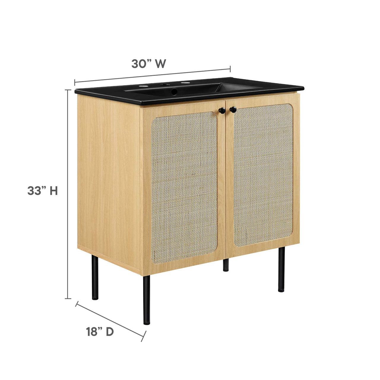 Calden Vanity Unit, Medium, Oak & Black