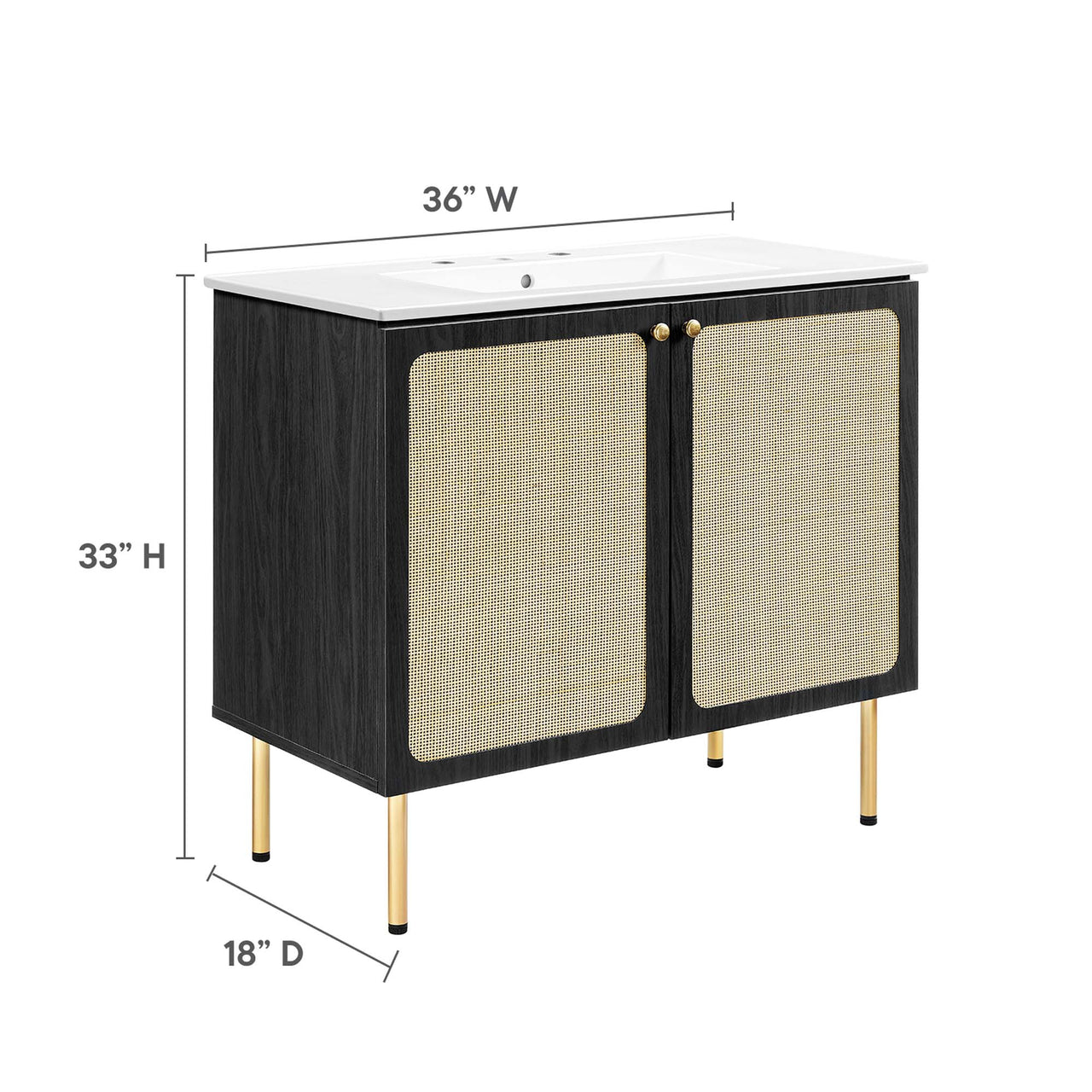 Calden Vanity Unit, Large, Black & White