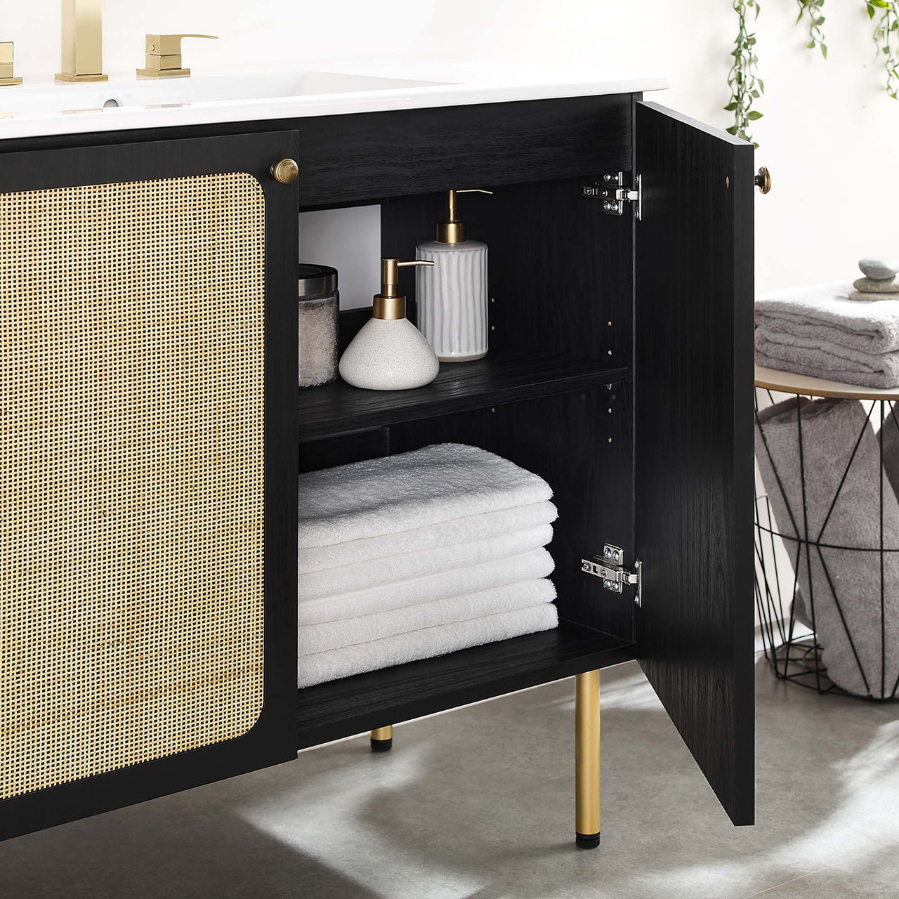 Calden Vanity Unit, Large, Black & White