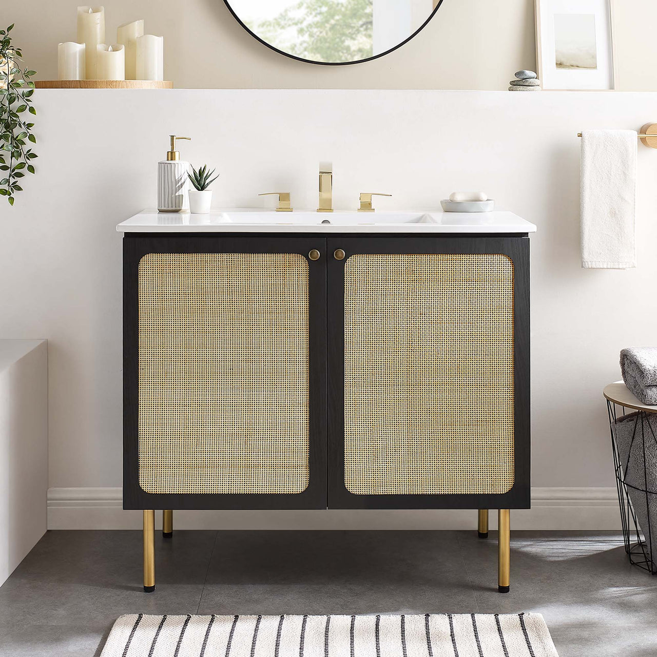 Calden Vanity Unit, Large, Black & White