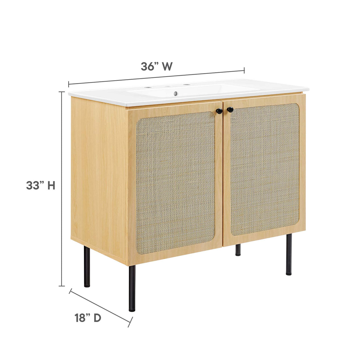 Calden Vanity Unit, Large, Oak & White