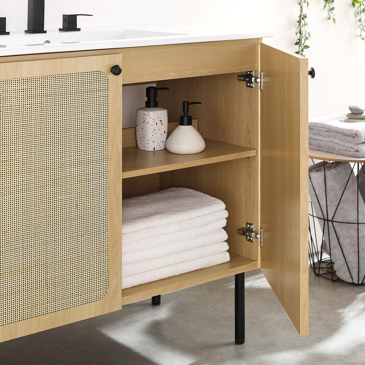 Calden Vanity Unit, Large, Oak & White