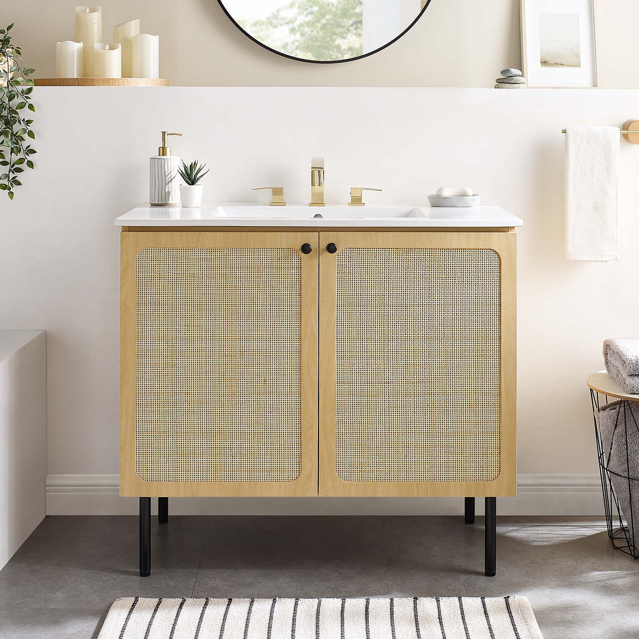 Calden Vanity Unit, Large, Oak & White