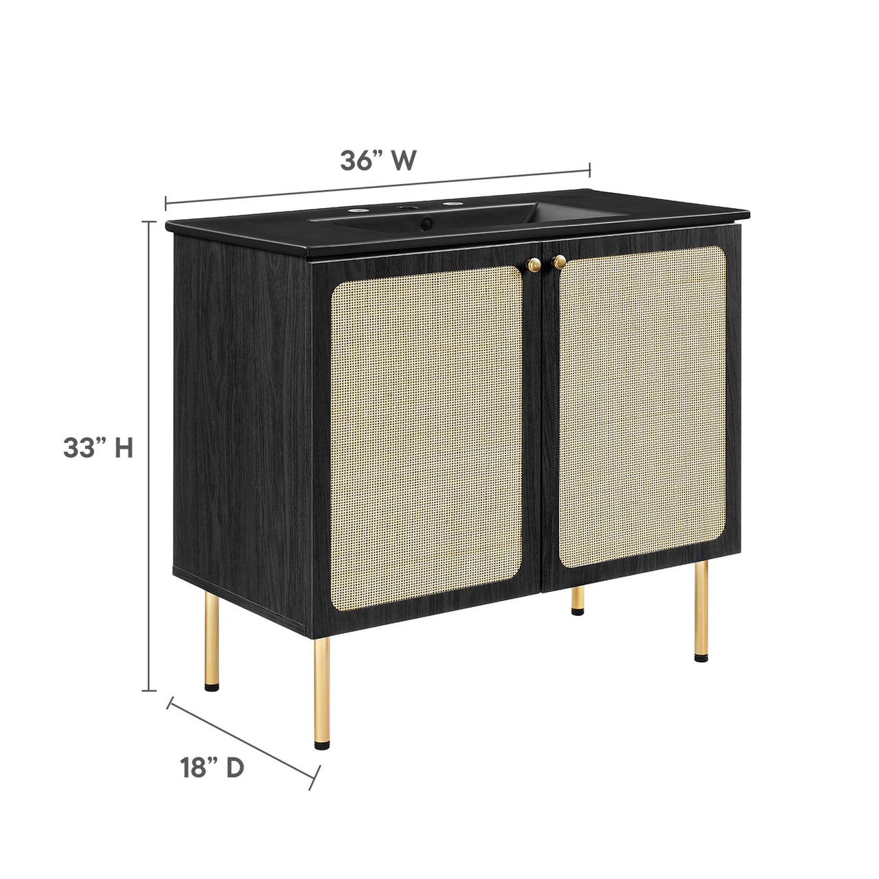 Calden Vanity Unit, Large, Black