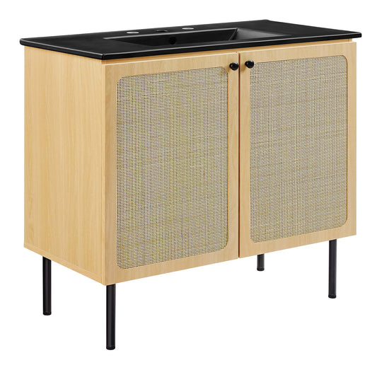 Calden Vanity Unit, Large, Oak & Black