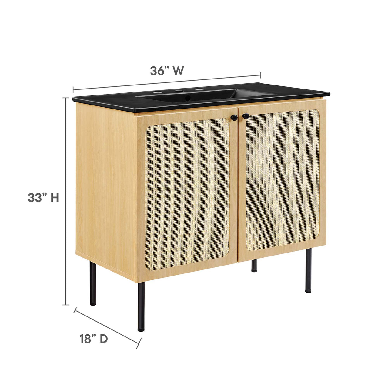 Calden Vanity Unit, Large, Oak & Black