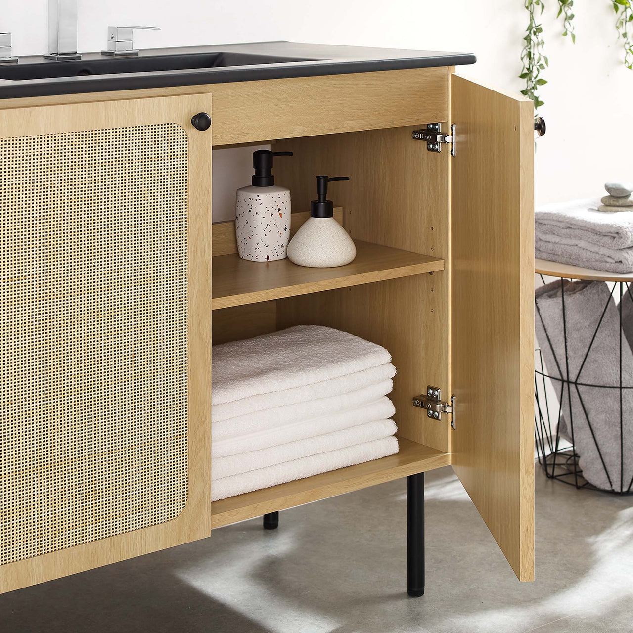 Calden Vanity Unit, Large, Oak & Black