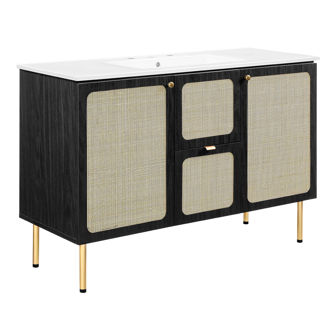 Calden Single Sink Vanity Unit, Extra Large, Black & White