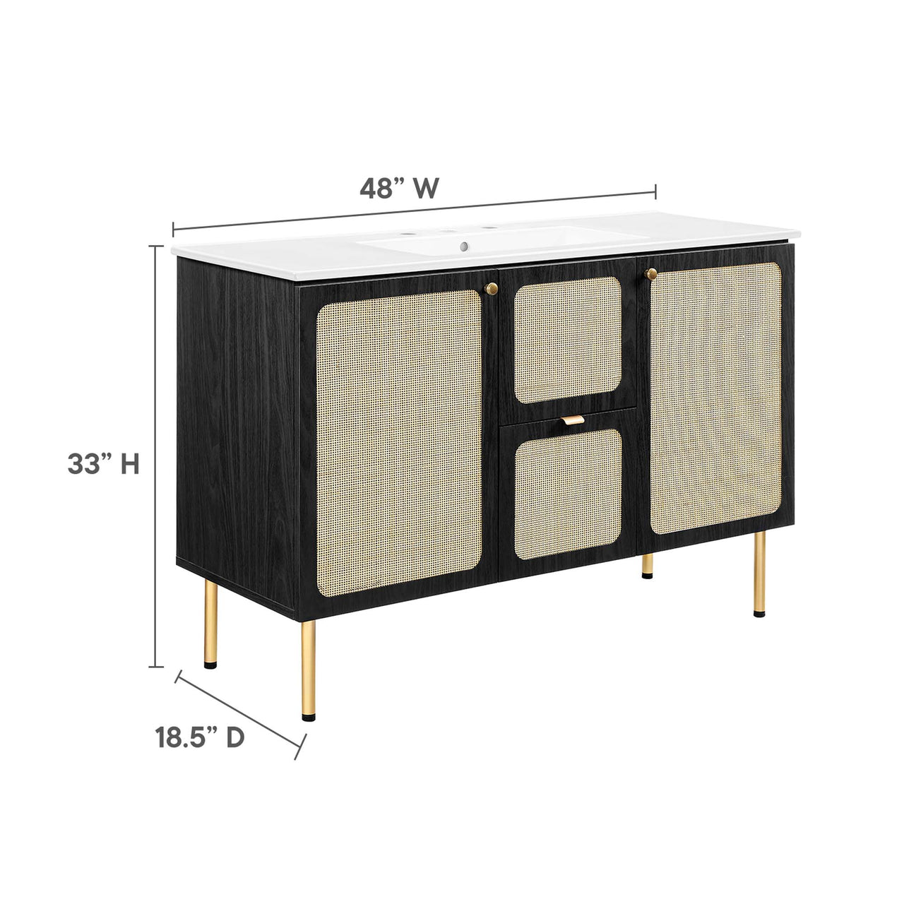 Calden Single Sink Vanity Unit, Extra Large, Black & White