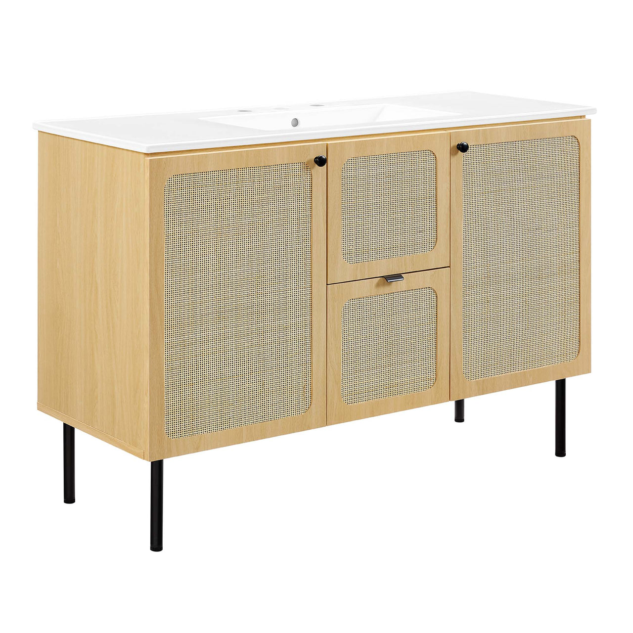 Calden Single Sink Vanity Unit, Extra Large, Oak & White