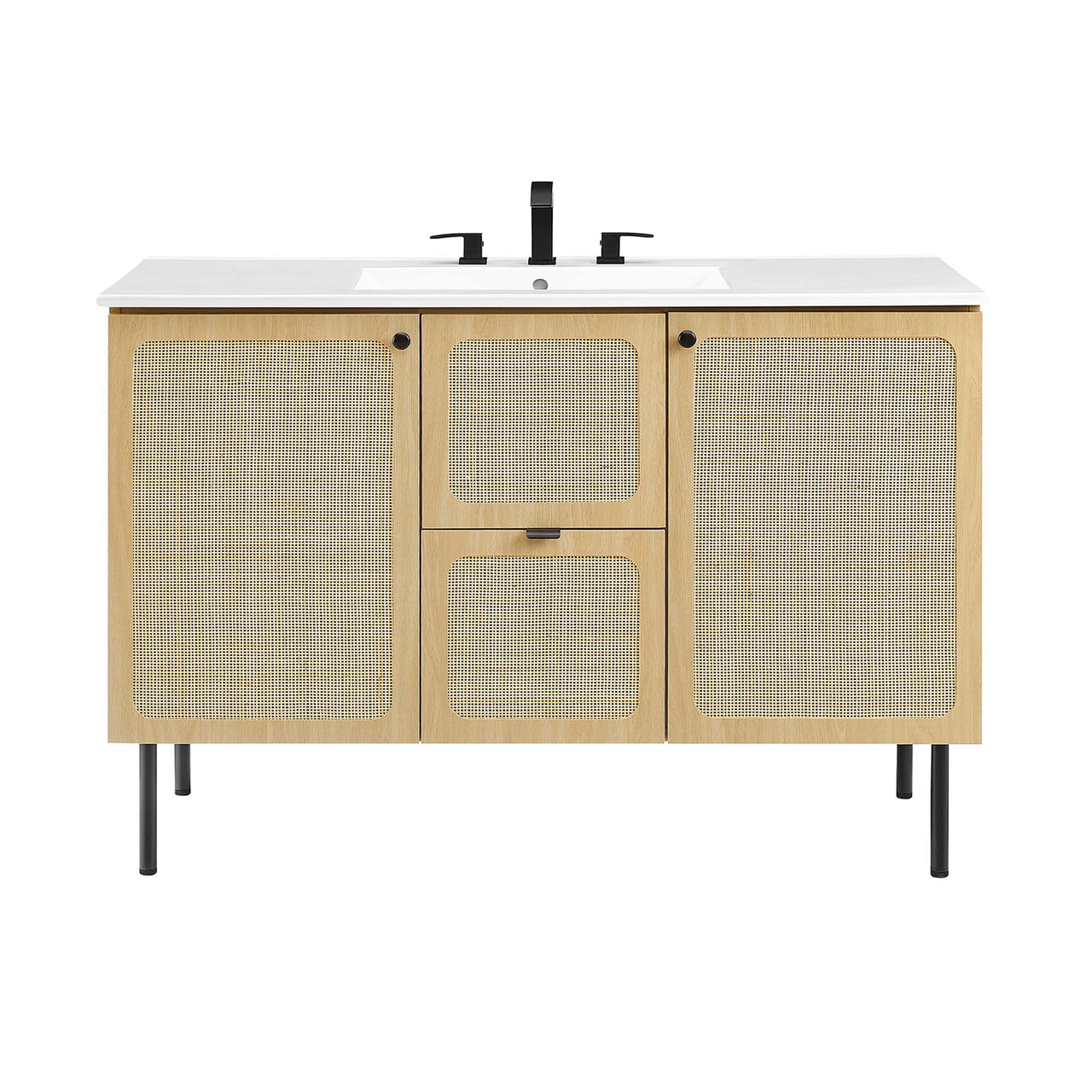 Calden Single Sink Vanity Unit, Extra Large, Oak & White