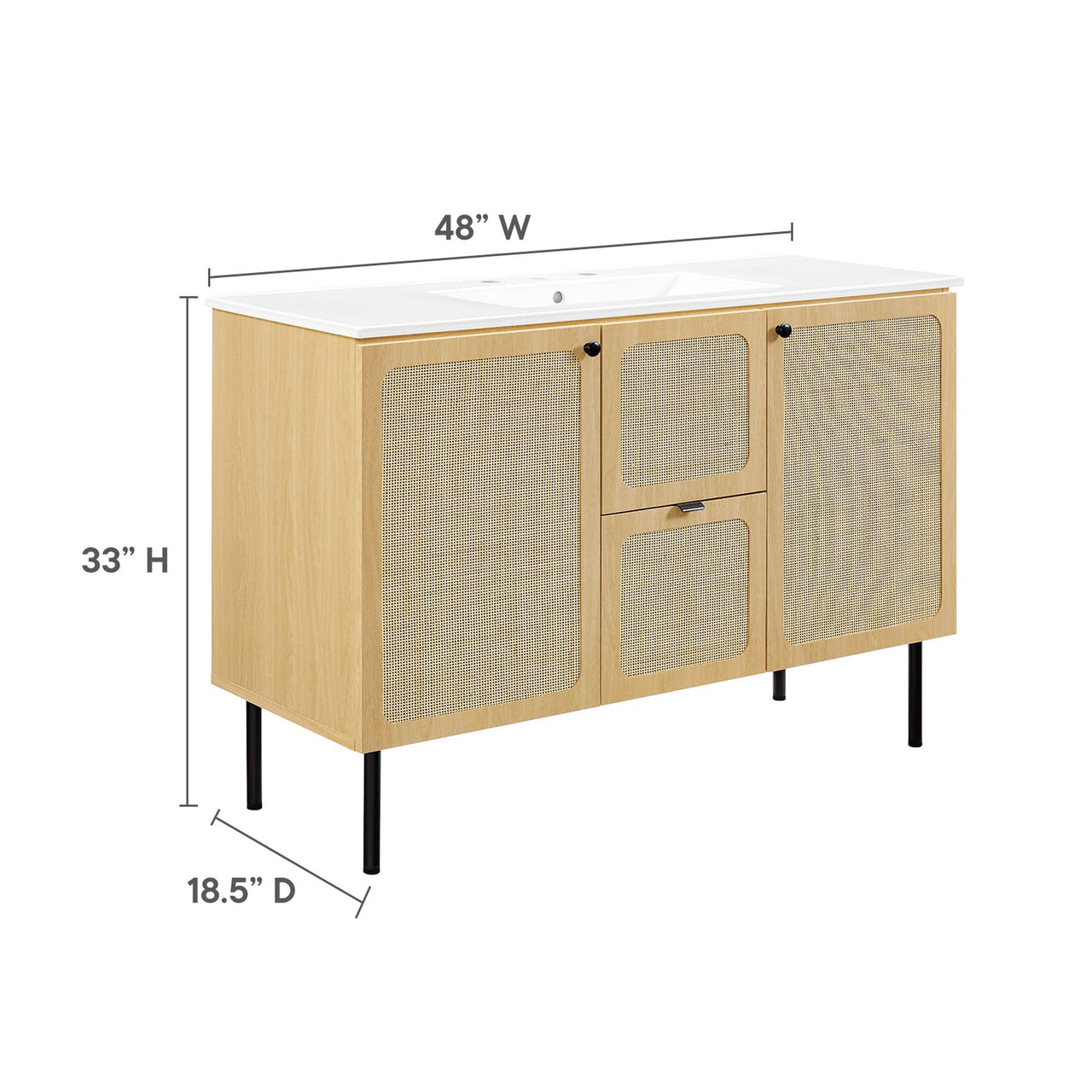Calden Single Sink Vanity Unit, Extra Large, Oak & White