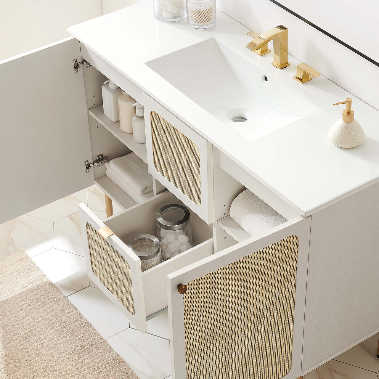 Calden Single Sink Vanity Unit, Extra Large, White