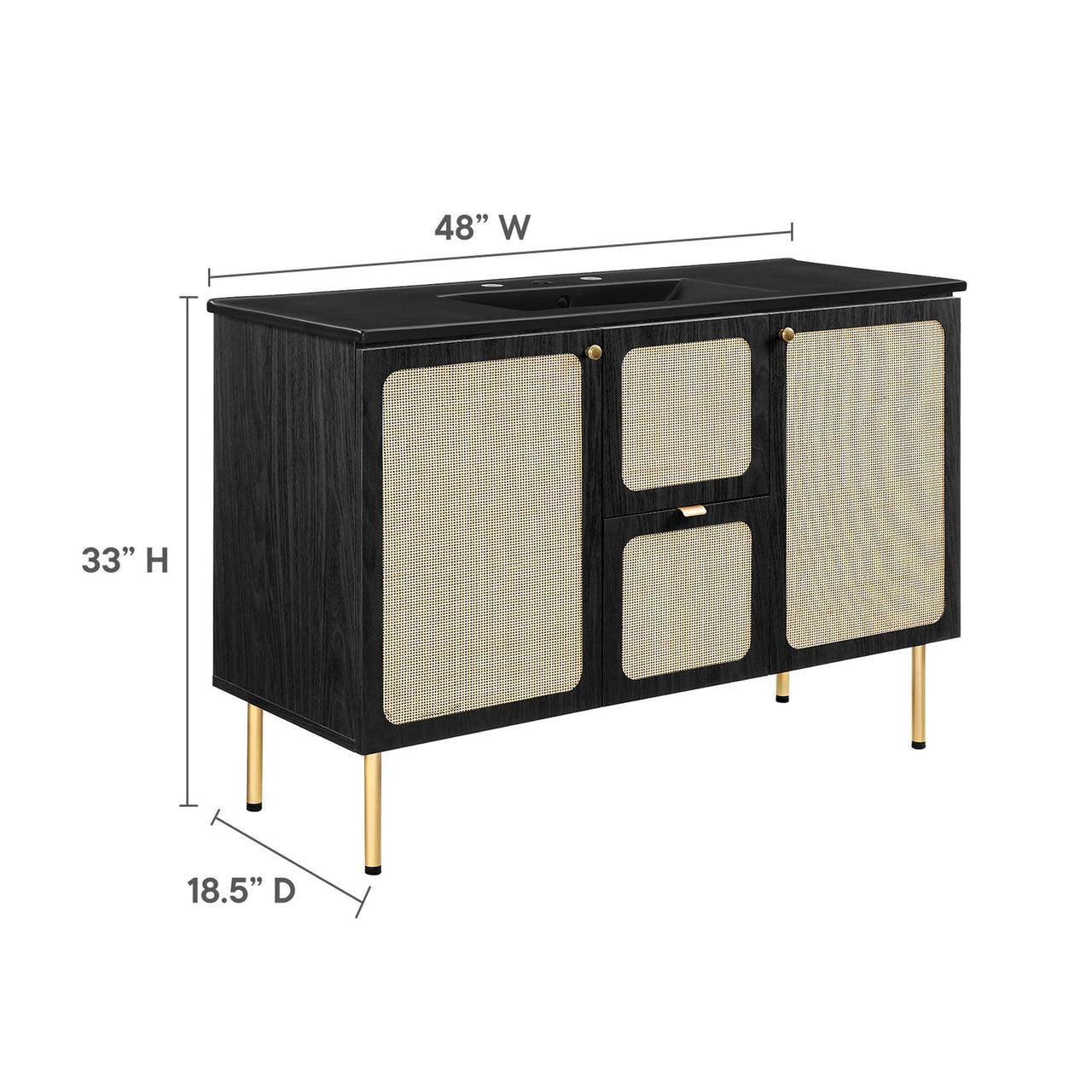 Calden Single Sink Vanity Unit, Extra Large, Black