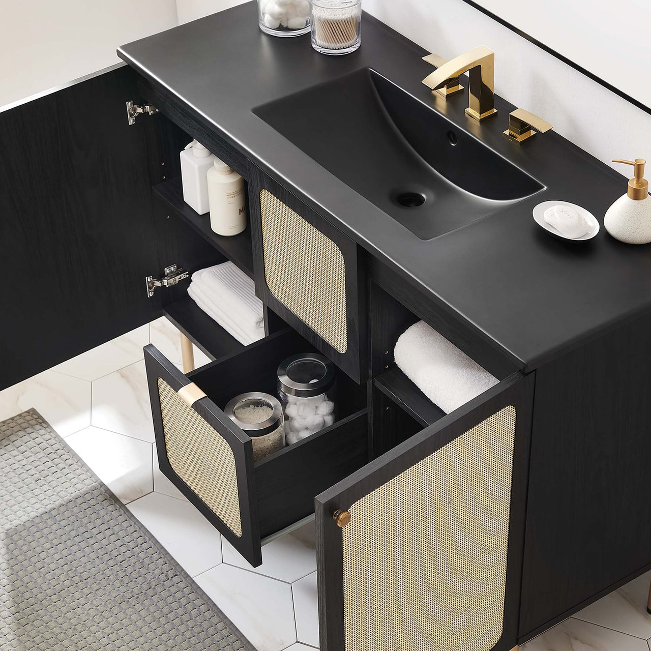 Calden Single Sink Vanity Unit, Extra Large, Black