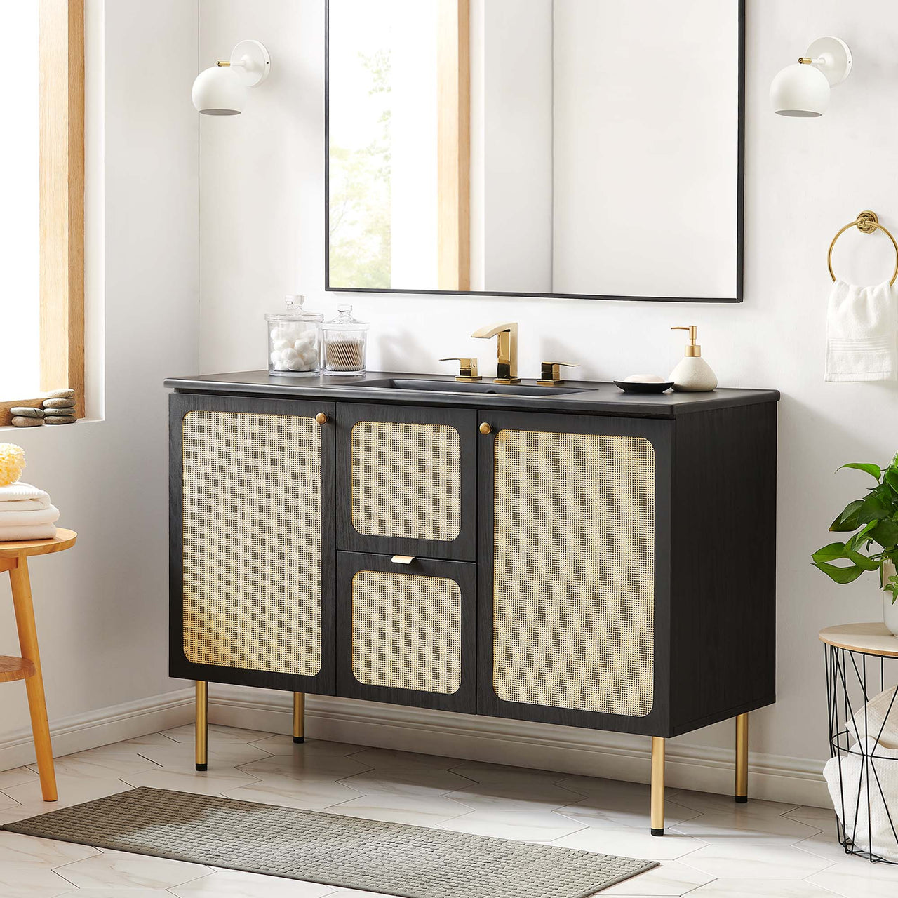 Calden Single Sink Vanity Unit, Extra Large, Black
