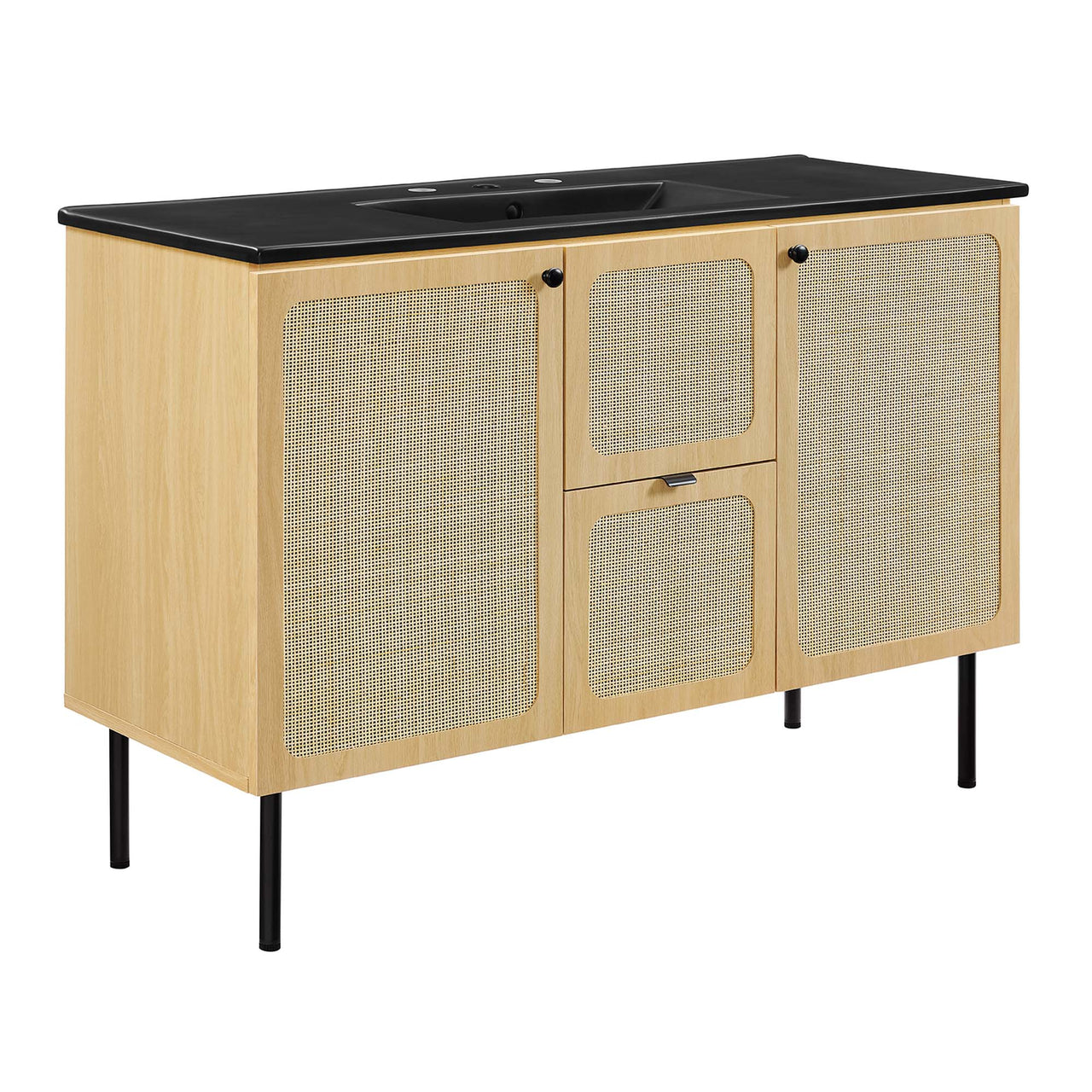 Calden Single Sink Vanity Unit, Extra Large, Oak & Black