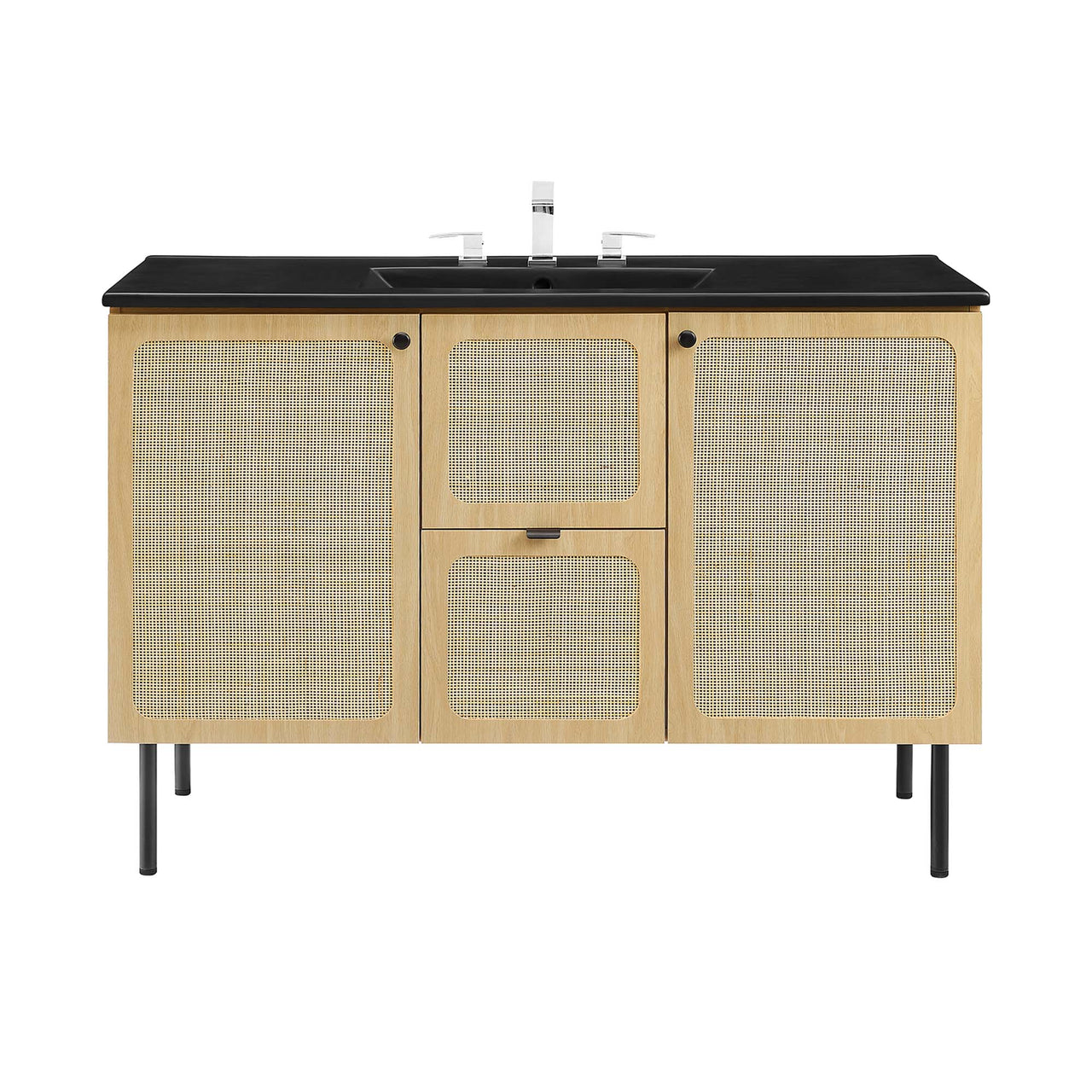 Calden Single Sink Vanity Unit, Extra Large, Oak & Black