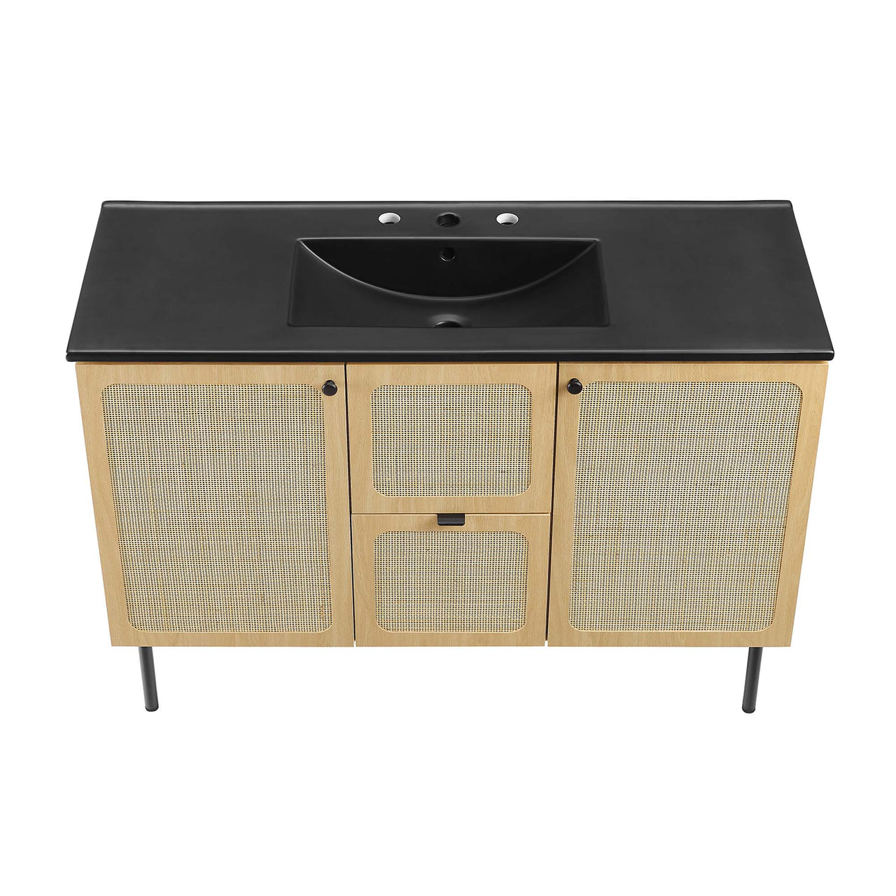 Calden Single Sink Vanity Unit, Extra Large, Oak & Black