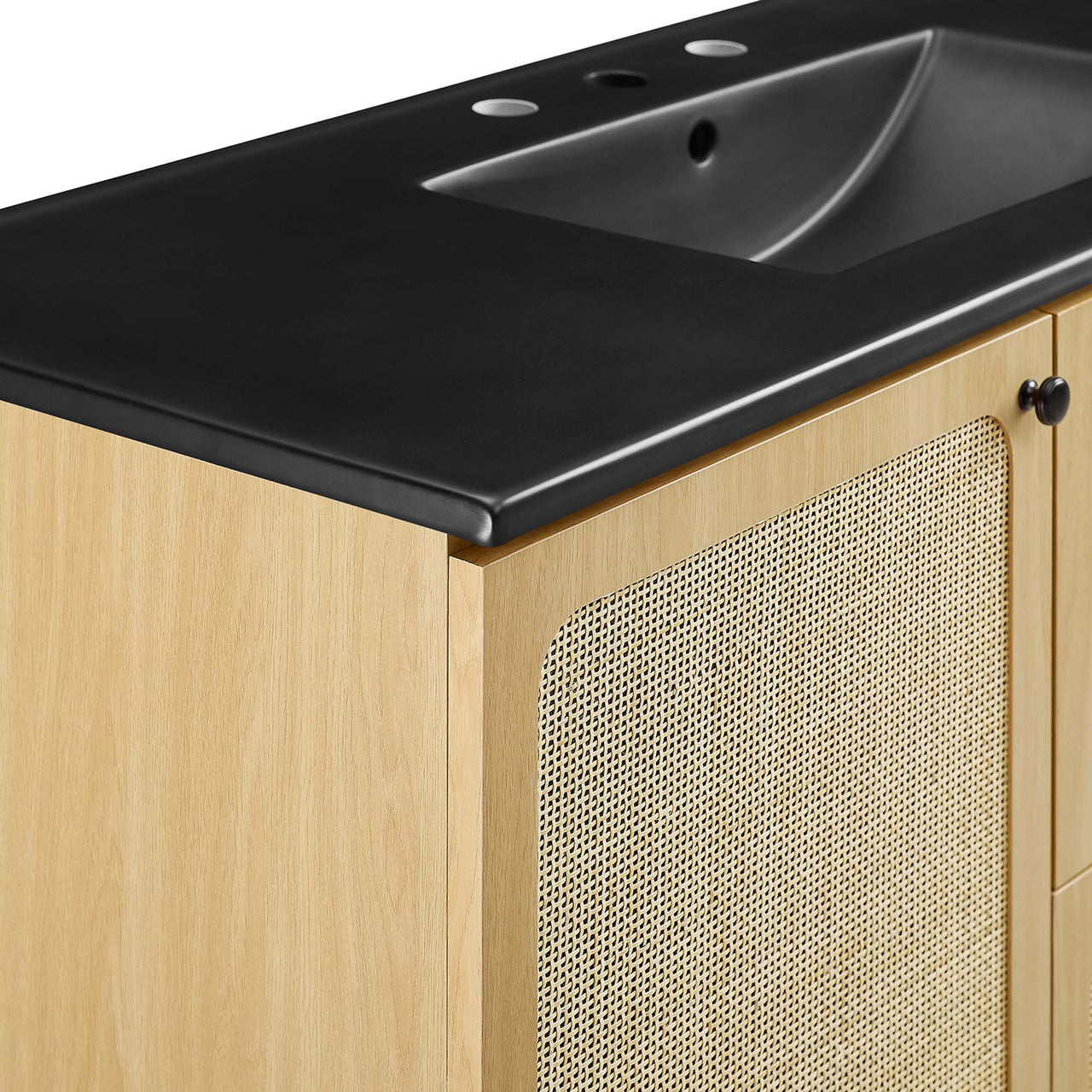 Calden Single Sink Vanity Unit, Extra Large, Oak & Black