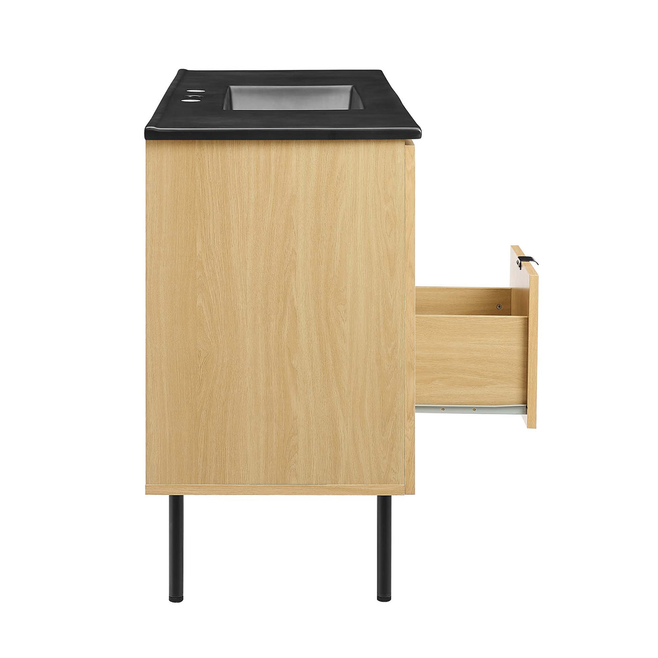 Calden Single Sink Vanity Unit, Extra Large, Oak & Black