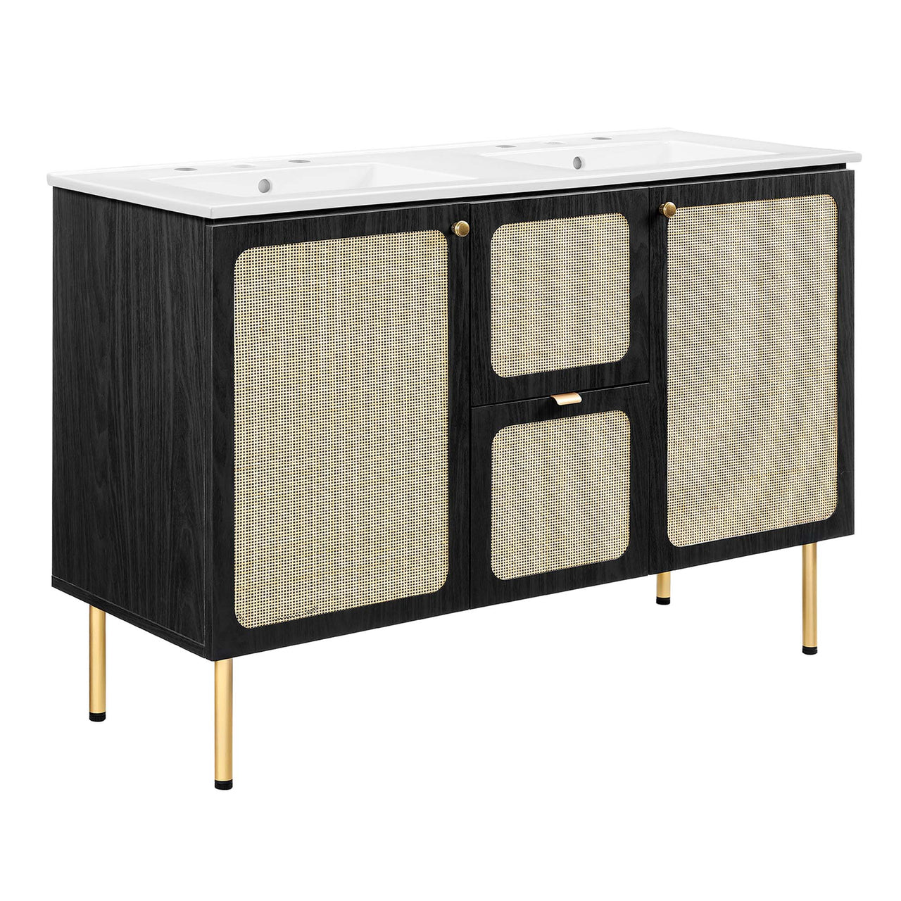 Calden Double Sink Vanity Unit, Extra Large, Black & White