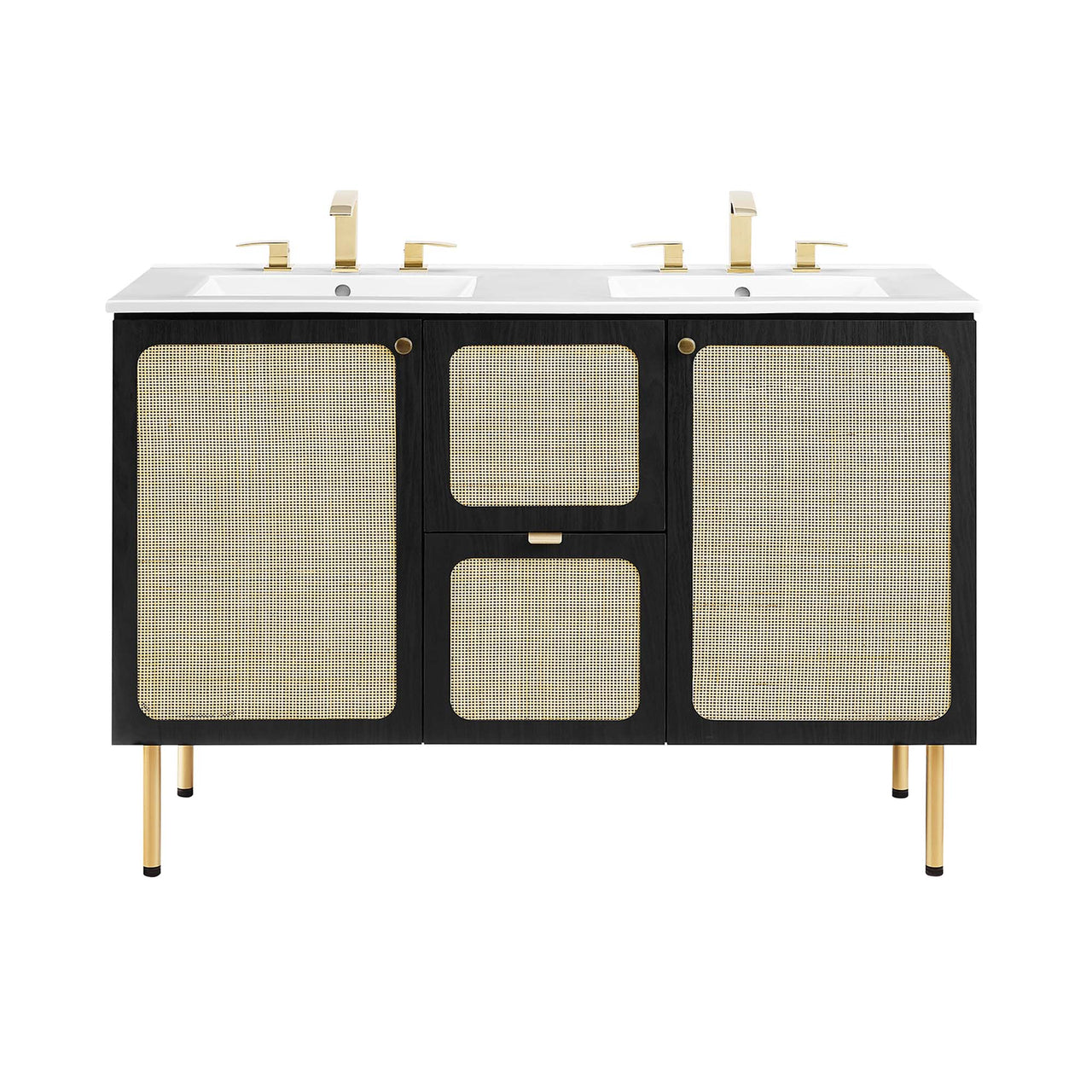 Calden Double Sink Vanity Unit, Extra Large, Black & White