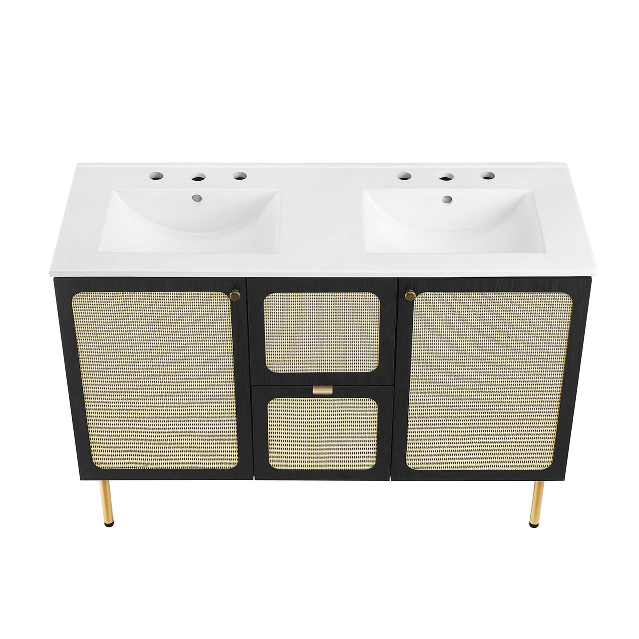 Calden Double Sink Vanity Unit, Extra Large, Black & White