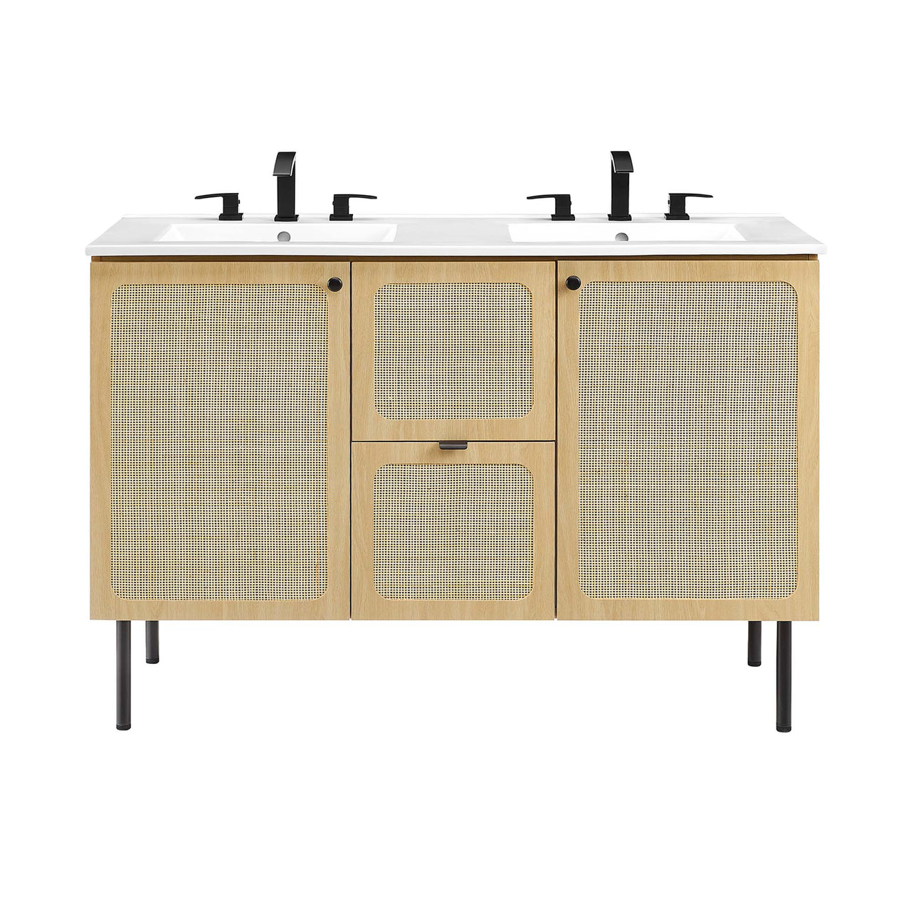 Calden Double Sink Vanity Unit, Extra Large, Oak & White